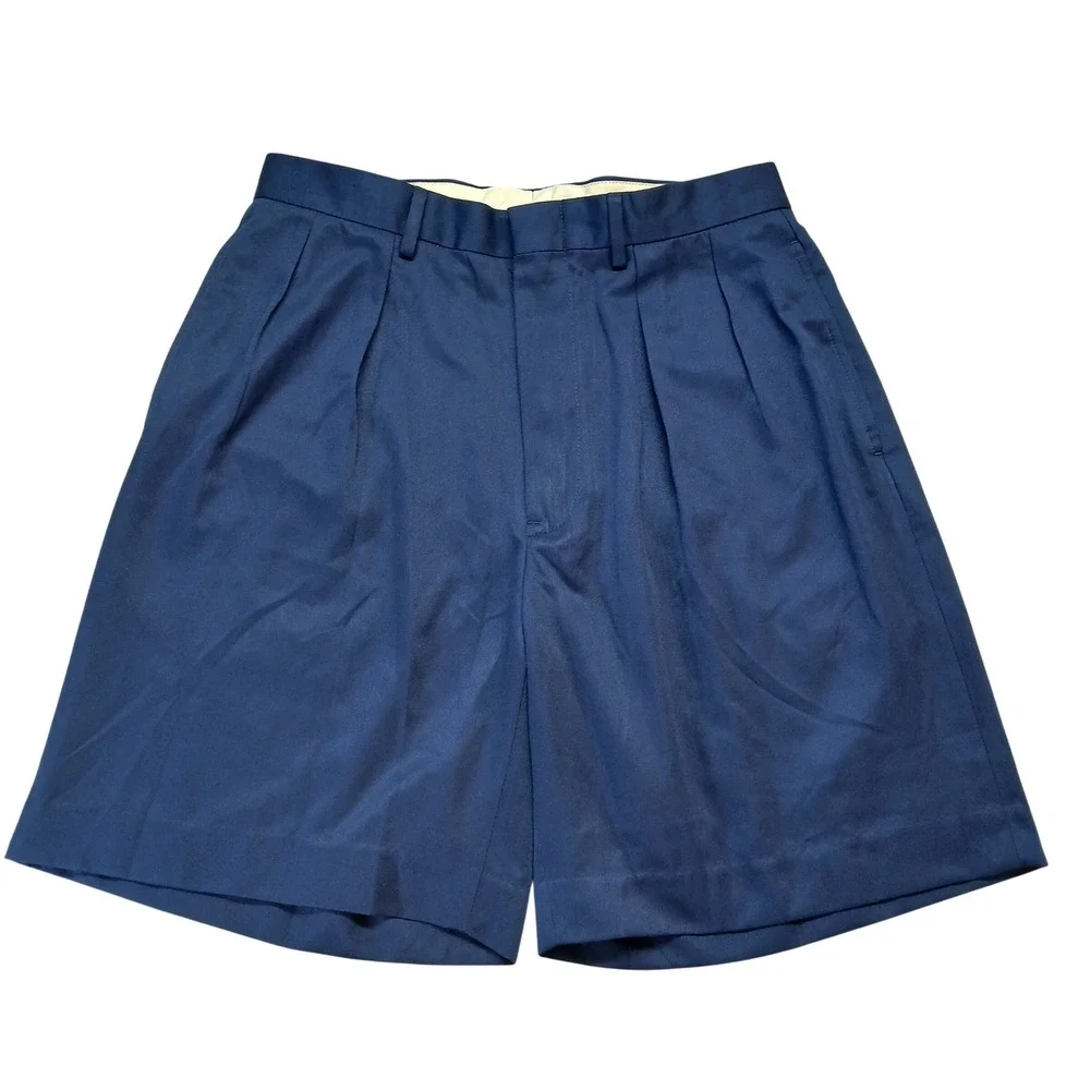 Polo Golf Ralph Lauren Mens Navy Blue Pleated Shorts Size 32 Polyester 5835323LS